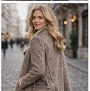 Calvin Klein Women's Brown Double-Breasted Pea Coat